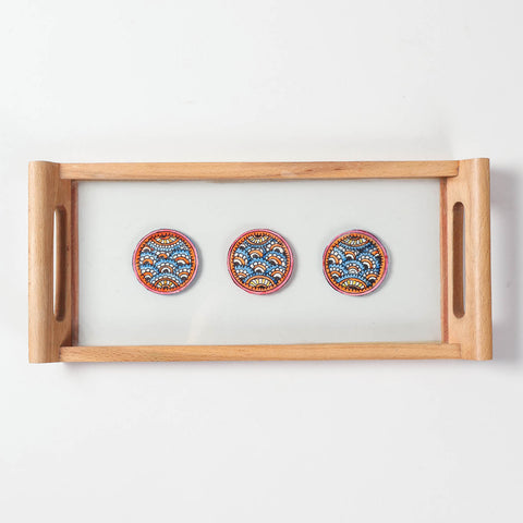 Sheesham Wood & Hand-Painted Paper Tray - Eyaas