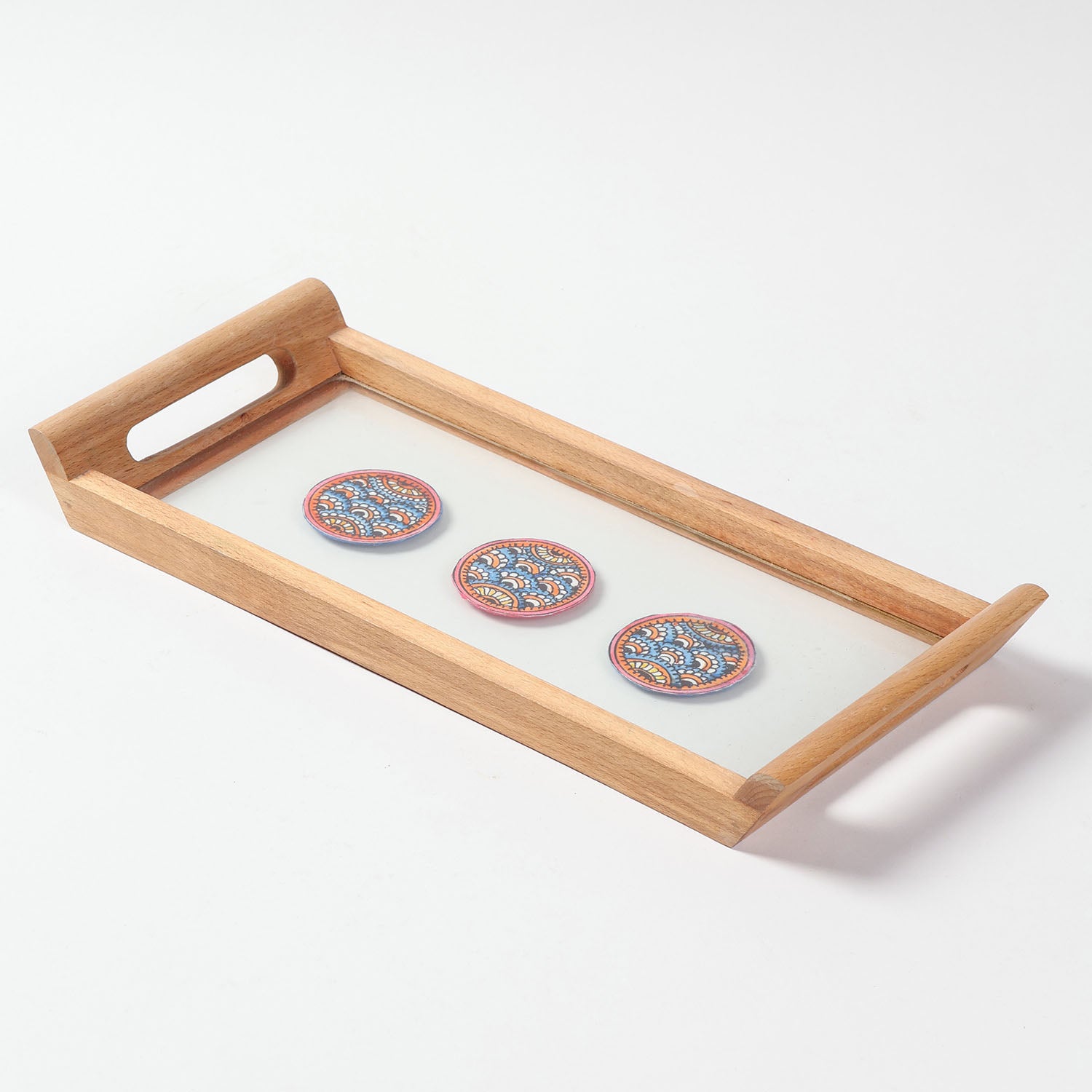 Sheesham Wood & Hand-Painted Paper Tray