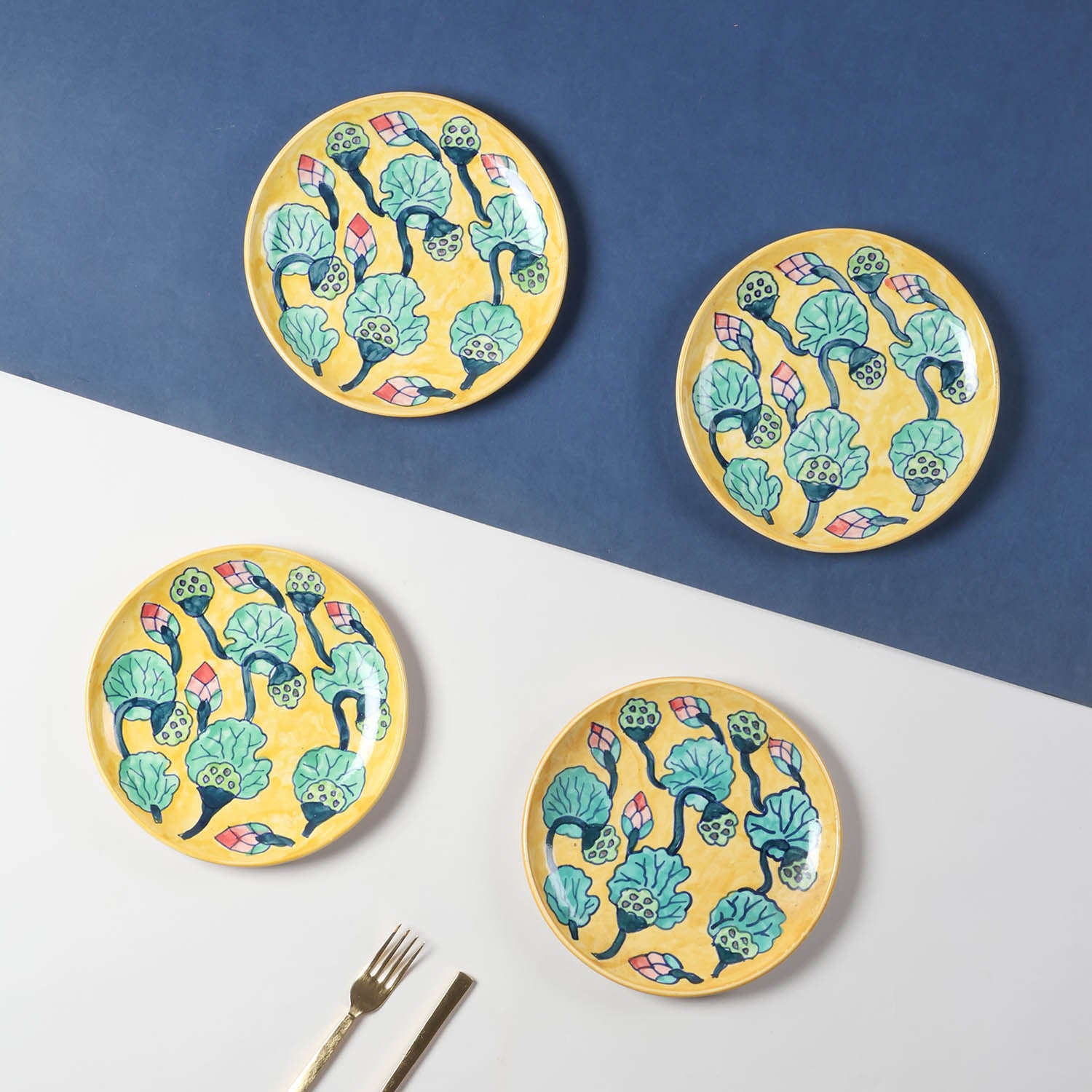 Waterlily Ceramic Breakfast Plate Set