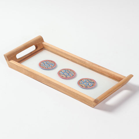 Sheesham Wood & Hand-Painted Paper Tray - Eyaas