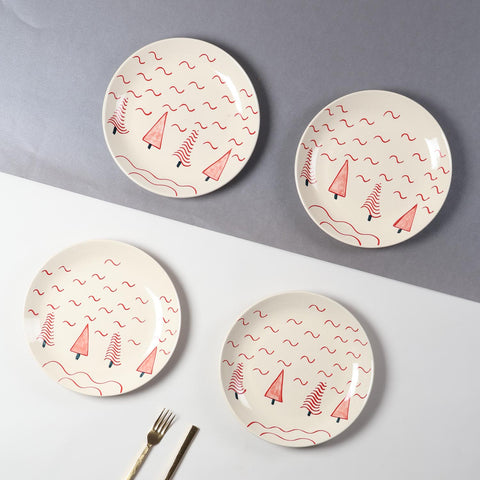 Set of 2 Dinner Plates 10 Inch, Trees & Waves