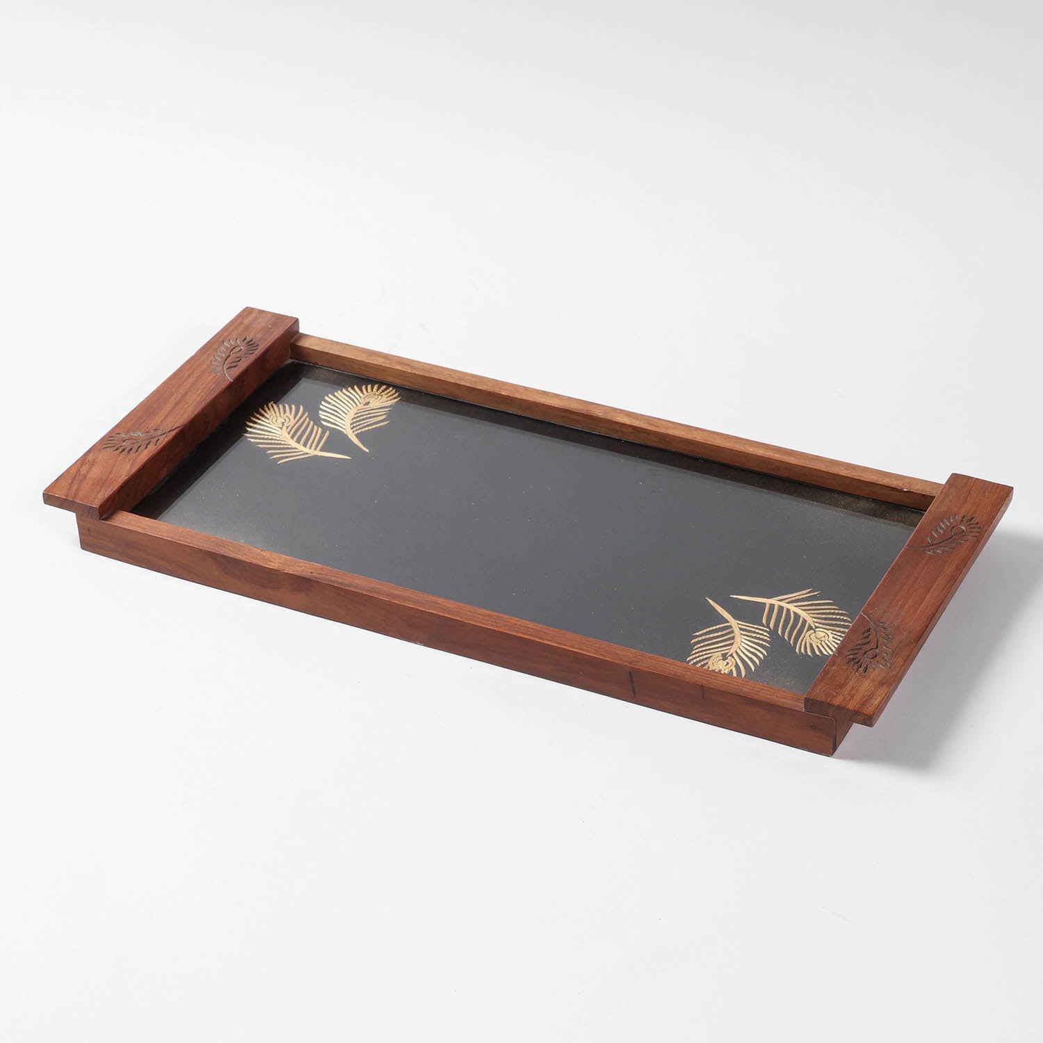 Sikki Grass Work Sheesham Wood Rectangular Tray