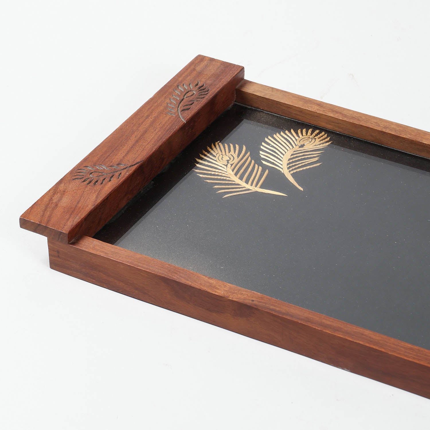 Sikki Grass Work Sheesham Wood Rectangular Tray