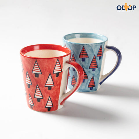 Christmas Ceramic Coffee Mug - Set of 2 (Grey and Red) - Eyaas