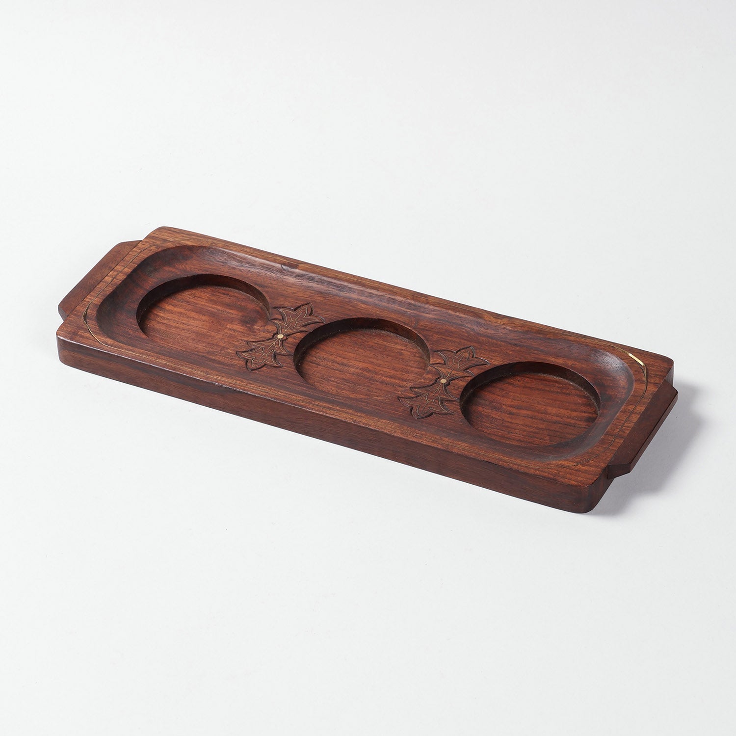 Three-Section Sheesham Wood Serving Tray
