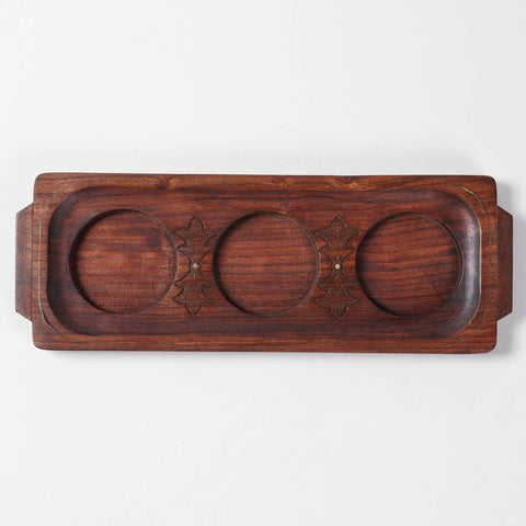 Three-Section Sheesham Wood Serving Tray - Eyaas