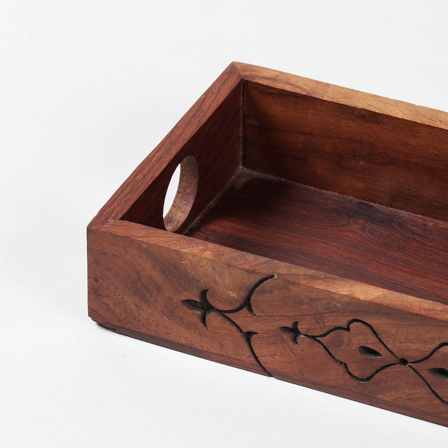 Mughal Sheesham Wood Hand-Carved Tray