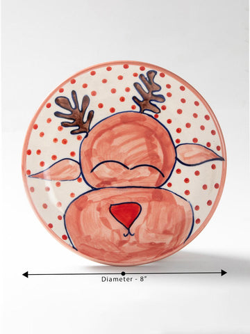 Reindeer Ceramic Breakfast Plate - 8 Inches - Eyaas