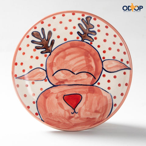 Reindeer Ceramic Breakfast Plate - 8 Inches - Eyaas