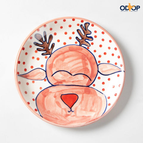 Santa & Rudolph Ceramic Set of 3, Plates & Mug - Eyaas