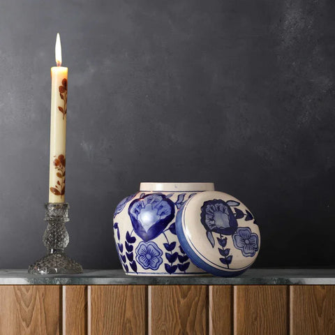 Blue Floral Ceramic Jar