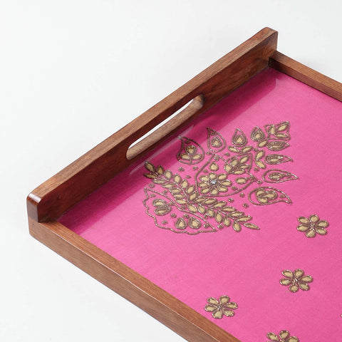 Sheesham Wood & Gota Patti Cotton Tray - Eyaas