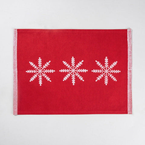 Christmas Hand Block Printed Table Mats Set of 2 - Eyaas