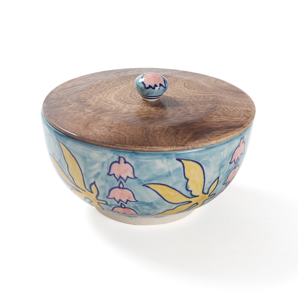 Handpainted Ceramic Serving Bowls with Lid -7.5"