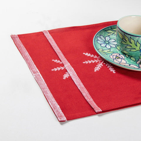 Christmas Hand Block Printed Table Mats Set of 2 - Eyaas