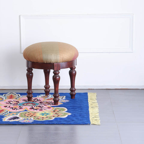 Multi-Colour Floral Kashmiri Crewel Embroidery Wool Rug, 3x5 ft