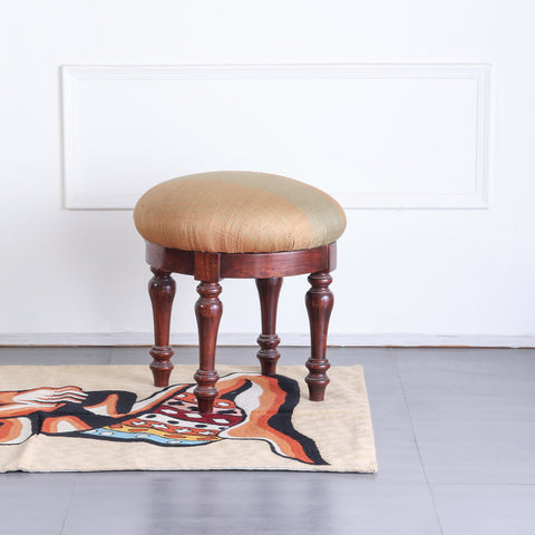 Beige Abstract Mother & Child Crewel Embroidery Rug, 2.5x4 ft