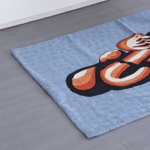 Grey Abstract Mother & Child Crewel Embroidery Wool Rug, 2.5x4 ft