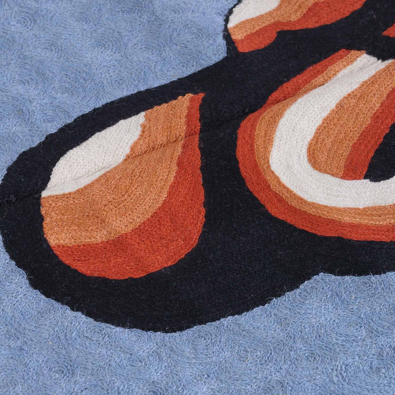 Grey Abstract Mother & Child Crewel Embroidery Wool Rug, 2.5x4 ft