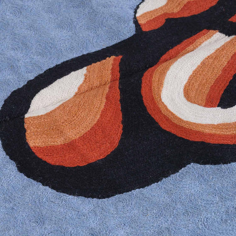 Grey Abstract Mother & Child Crewel Embroidery Wool Rug, 2.5x4 ft