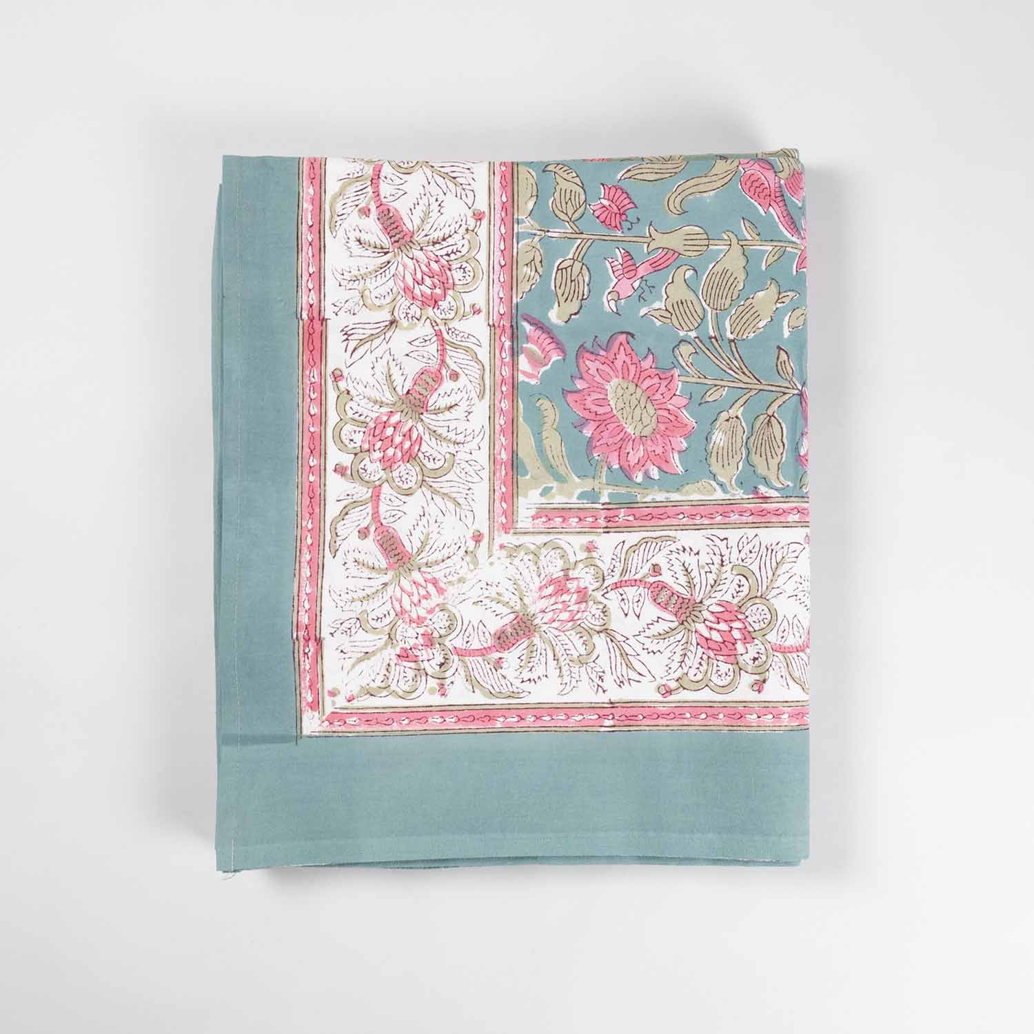 King-size Printed Bedcover With 2 Pillow Cases, Pink & Blue - Eyaas