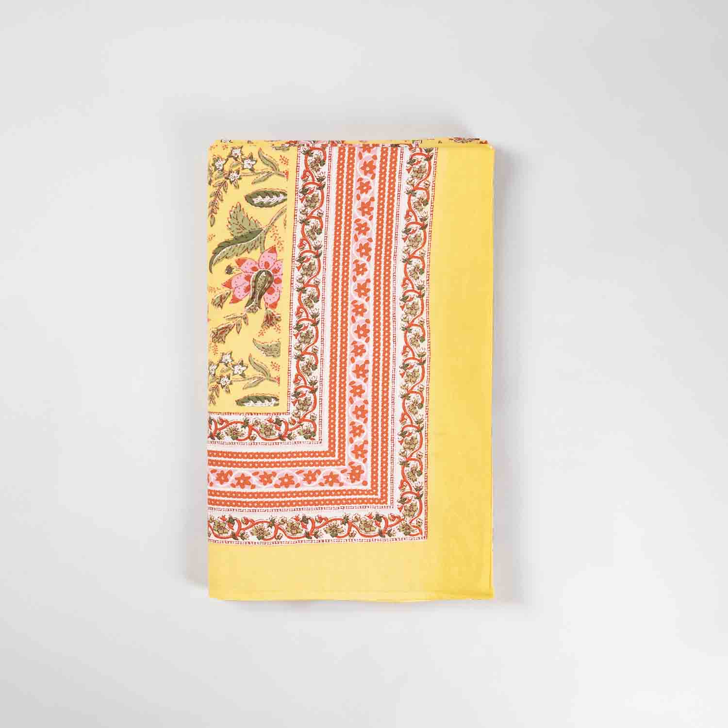 King-size Printed Bedcover With 2 Pillow Cases, Yellow - Eyaas