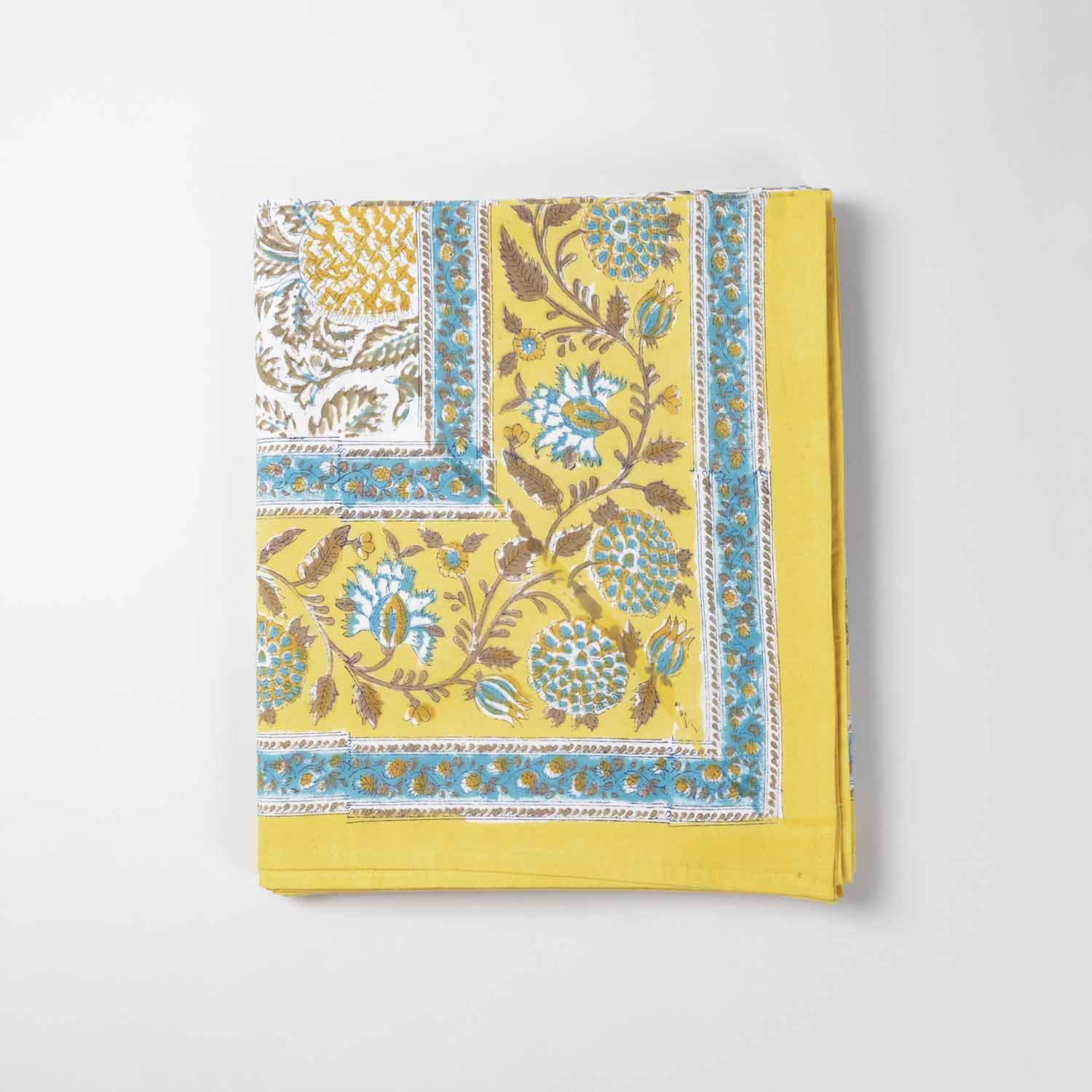 King-size Printed Bedcover With 2 Pillow Cases, Yellow & Blue - Eyaas