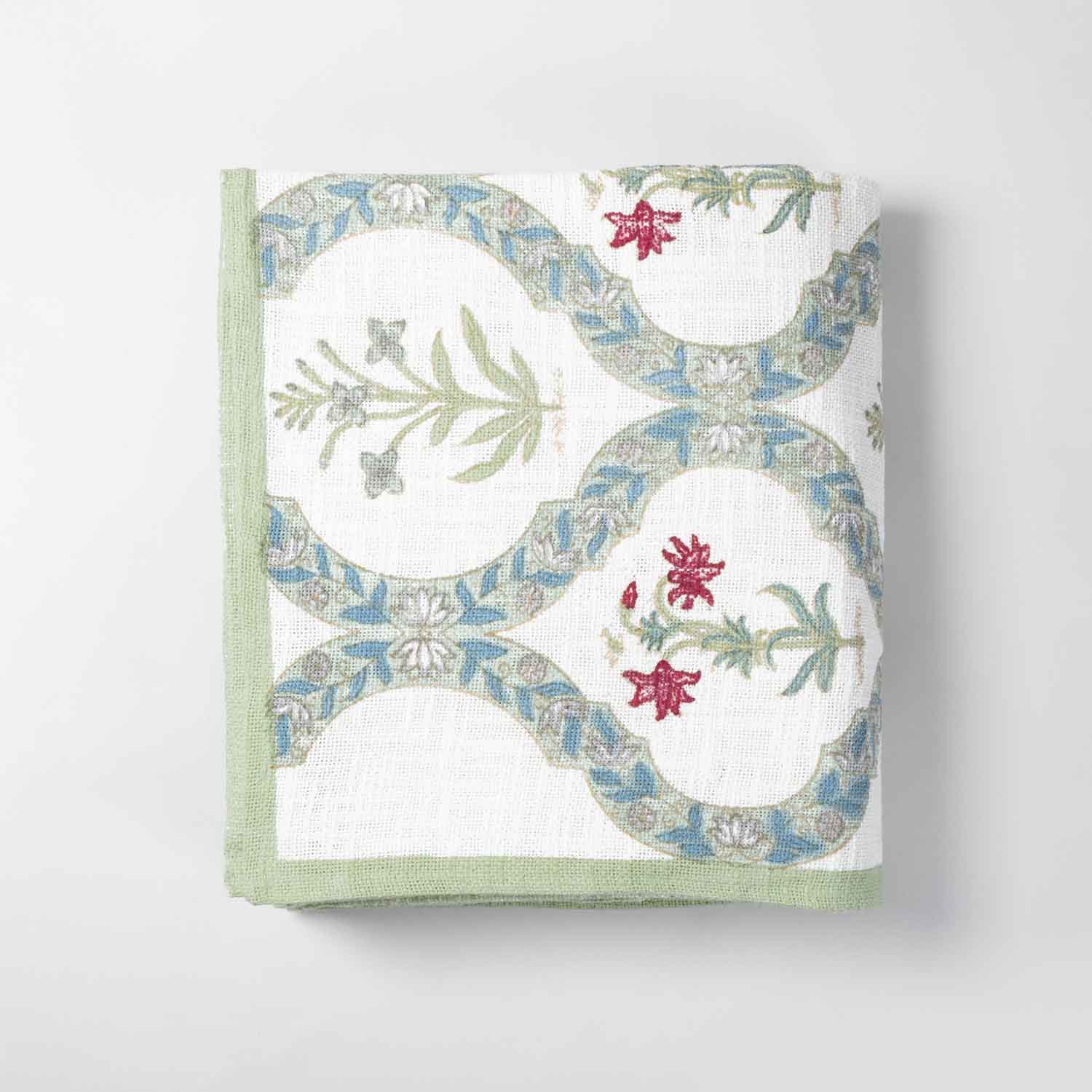 King-size Block Printed Bedcover & Pillow Cases - Green - Eyaas