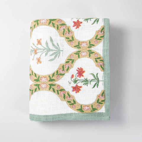 King-size Block Printed Bedcover & Pillow Cases - Ochre - Eyaas
