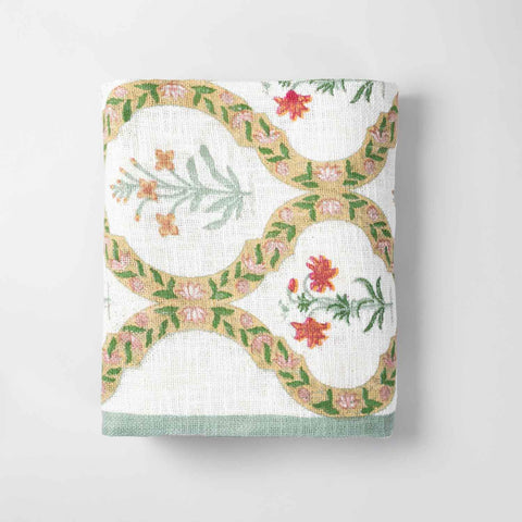 King-size Block Printed Bedcover & Pillow Cases - Ochre - Eyaas