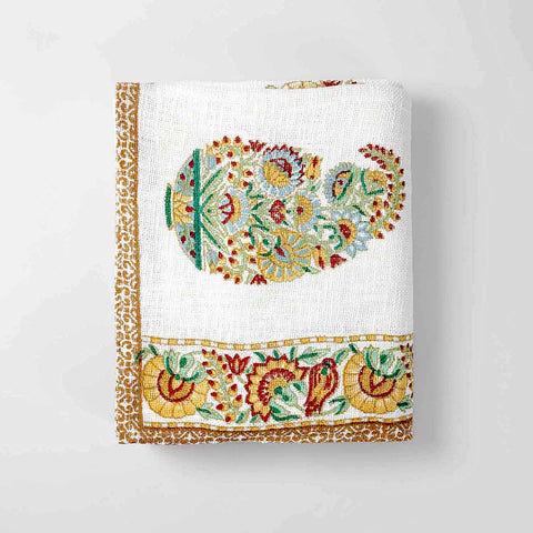 Block Printed Heavy Cotton Bedcover & Pillow Cases, Multi-Colour