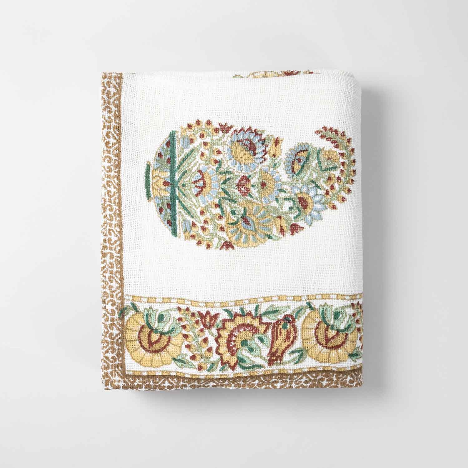 King-size Block Printed Bedcover & Pillow Cases, Multi-Colour - Eyaas