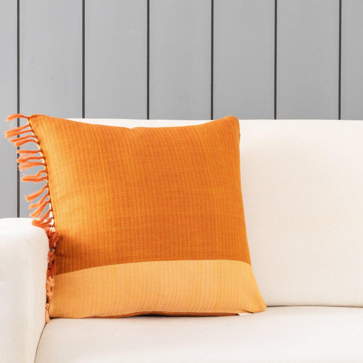 Upcycled Wool & Silk 12x12 Cushion Cover, Mustard & Yellow - Eyaas