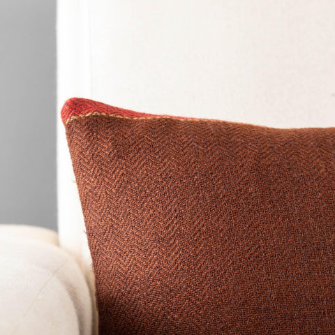 Upcycled Wool & Silk 12x18 Cushion Cover, Chocolate Brown - Eyaas