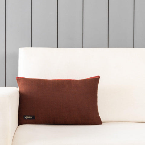 Upcycled Wool & Silk 12x18 Cushion Cover, Chocolate Brown - Eyaas
