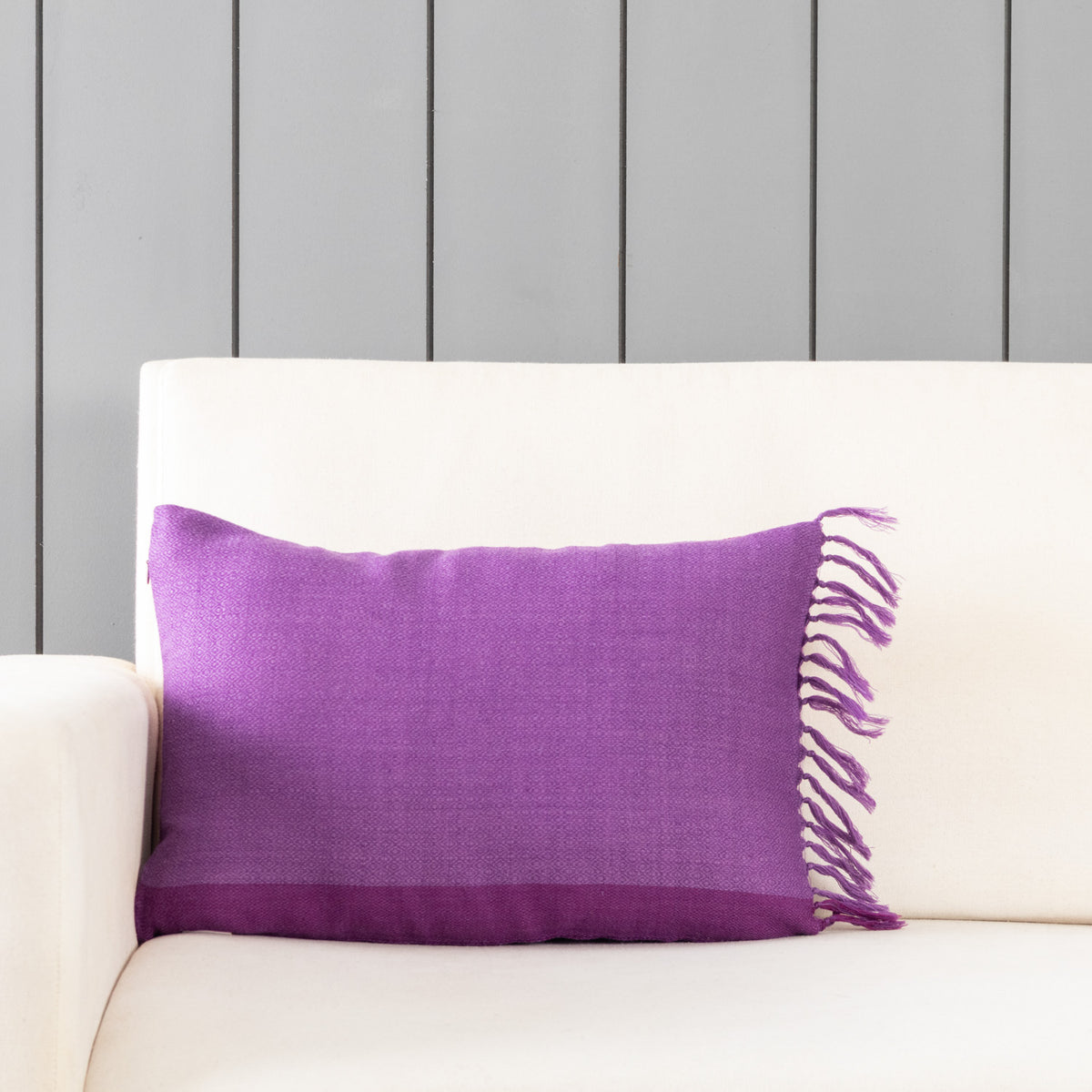 Handwoven Upcycled Purple Wool Cushion Cover - 12x18