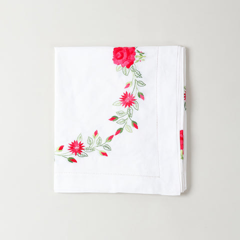 Poinsettia Embroidered Cutwork Table Cloth