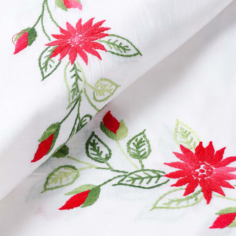 Poinsettia Embroidered Cutwork Table Cloth