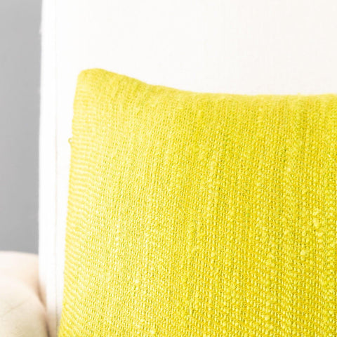 Upcycled Wool & Silk 12x18 Cushion Cover, Lime Green - Eyaas