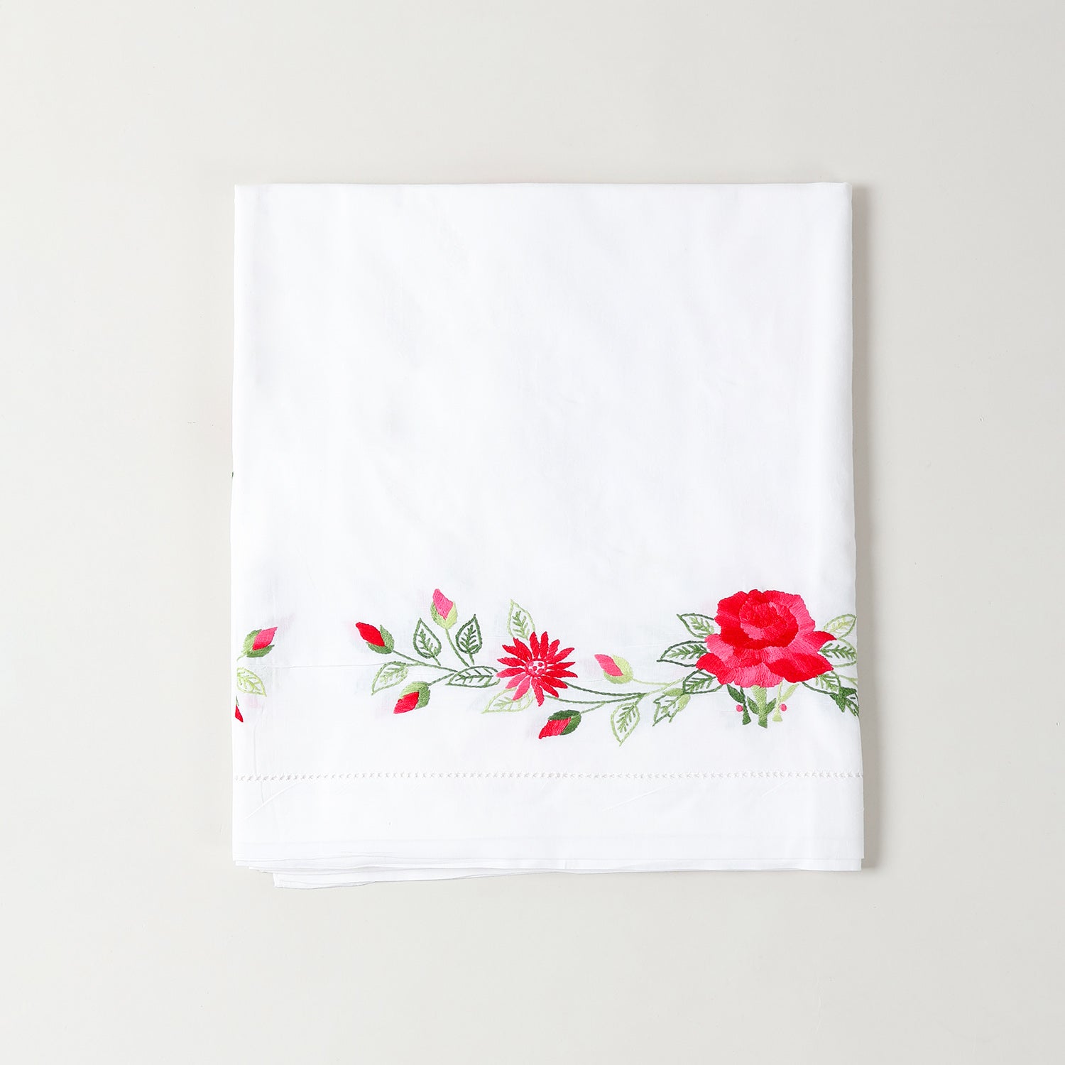 Poinsettia Embroidered Cutwork Table Cloth