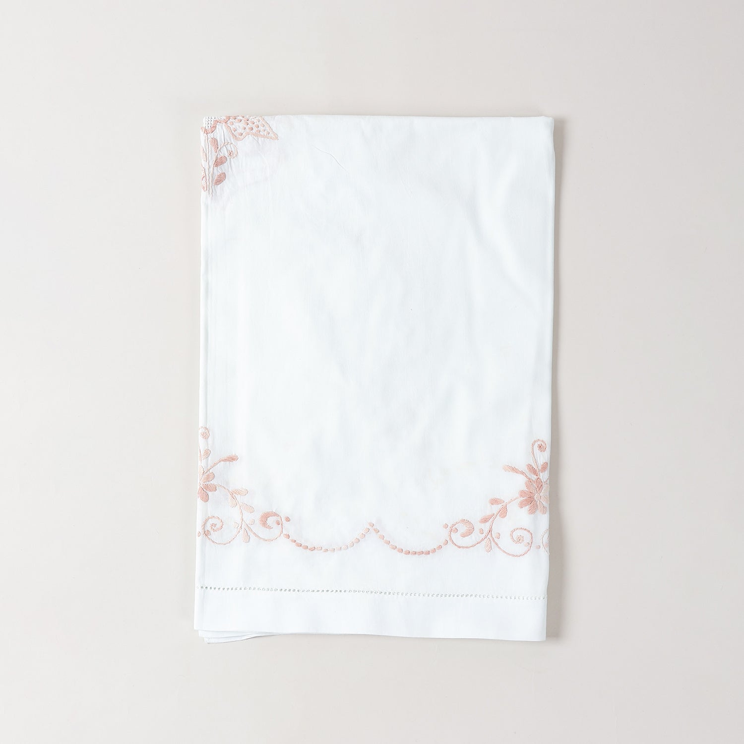 Beige Floral Embroidered Cutwork Table Cloth