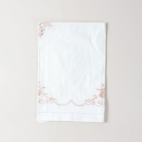 Beige Floral Embroidered Cutwork Table Cloth