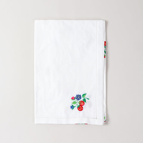 Wild Berries Embroidered Cutwork Table Cloth, 48 x 72