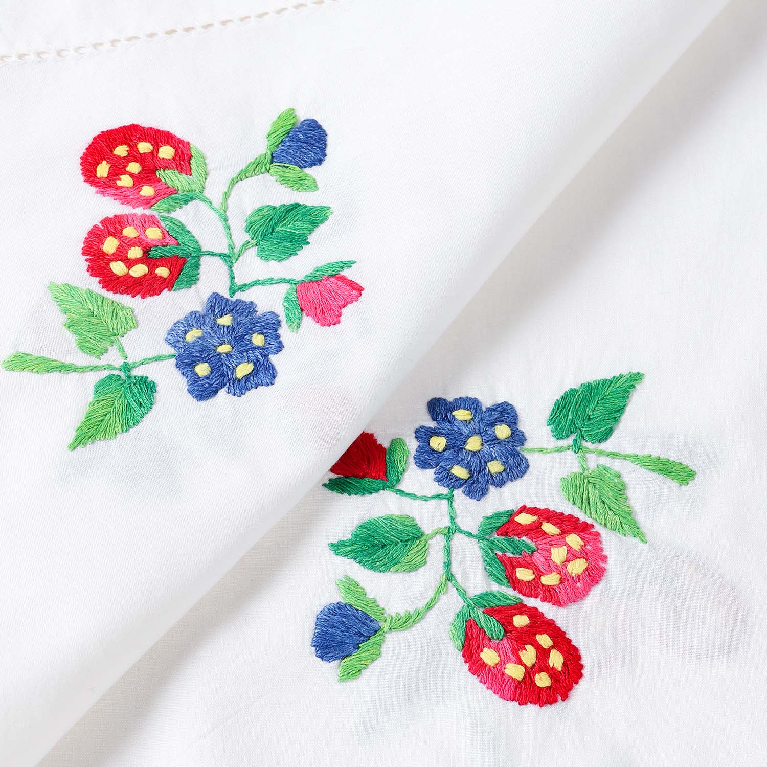 Wild Berries Embroidered Cutwork Table Cloth, 48 x 72