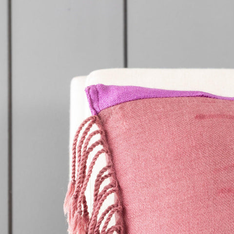 Block Printed 16x16 Cushion Cover, Purple & Lilac - Eyaas