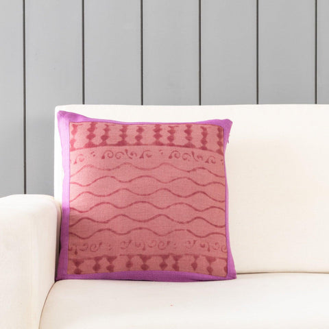 Block Printed 16x16 Cushion Cover, Purple & Lilac - Eyaas