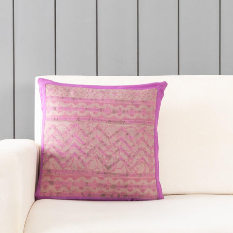 Upcycled & Zigzag 16x16 Cushion Cover, Purple & Lilac - Eyaas