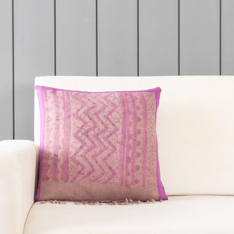 Upcycled & Zigzag 16x16 Cushion Cover, Purple & Lilac - Eyaas