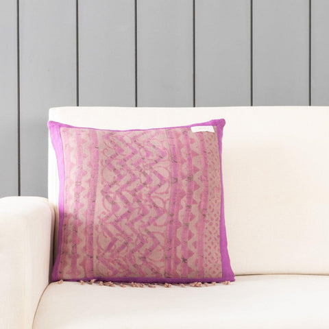 Upcycled & Zigzag 16x16 Cushion Cover, Purple & Lilac - Eyaas