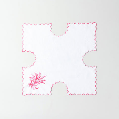 Daisies Embroidered Cotton Food Wrapper Set of 2, Pink & Blue